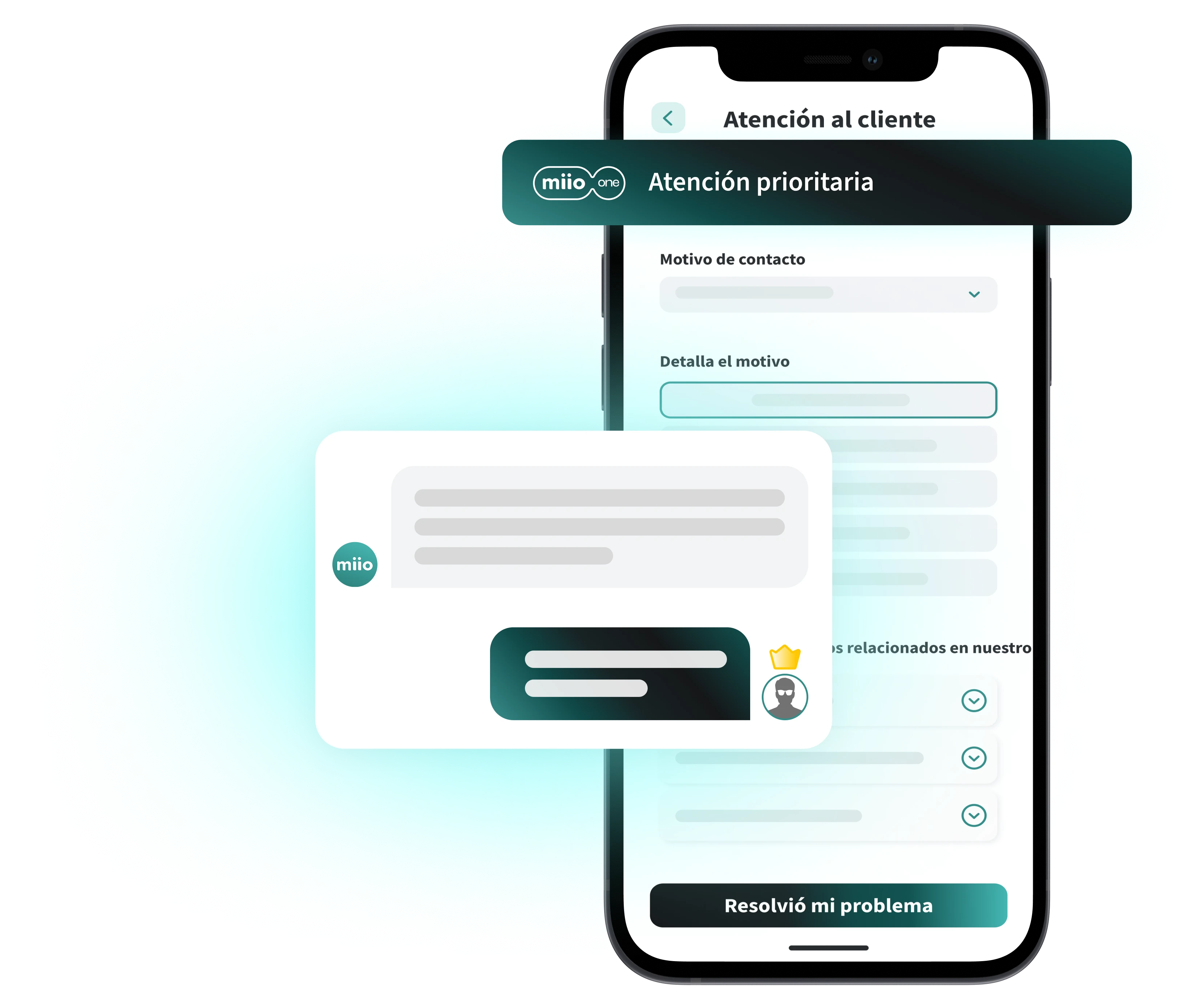 Línea de soporte en la app